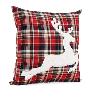 Cuscino Scozzese Tartan di Natale con Renna Carol 45x45 cm