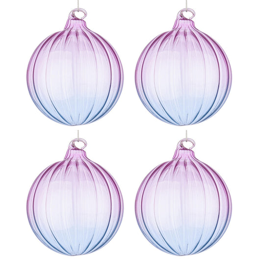 Palline di Natale in Vetro Viola e Blu Design Moderno Slab Diametro: 100 mm