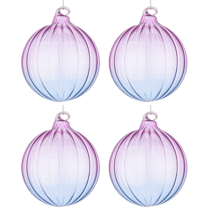 Palline di Natale in Vetro Viola e Blu Design Moderno Slab Diametro: 100 mm