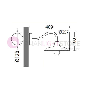 POGGIOPIANO Lanterna a parete L. 40 Applique per Esterno Piatto d.25