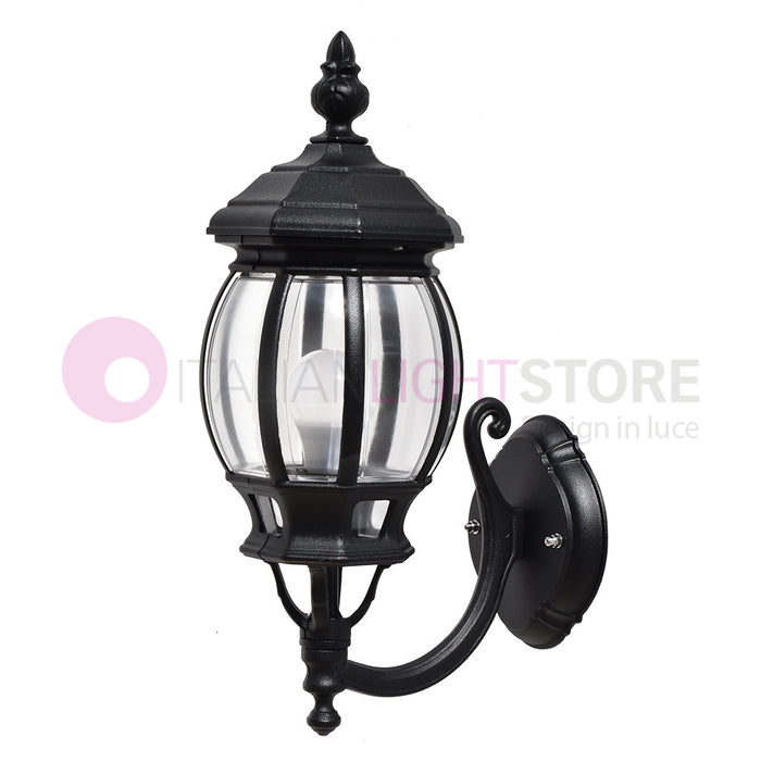 ENEA Lanterna a Parete in Alluminio Lampada per Esterno Classica NERO GARDENLIGHT