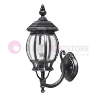 ENEA Lanterna a Parete in Alluminio Lampada per Esterno Classica NERO-ARGENTO GARDENLIGHT