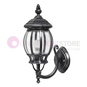 ENEA Lanterna a Parete in Alluminio Lampada per Esterno Classica NERO-ARGENTO GARDENLIGHT