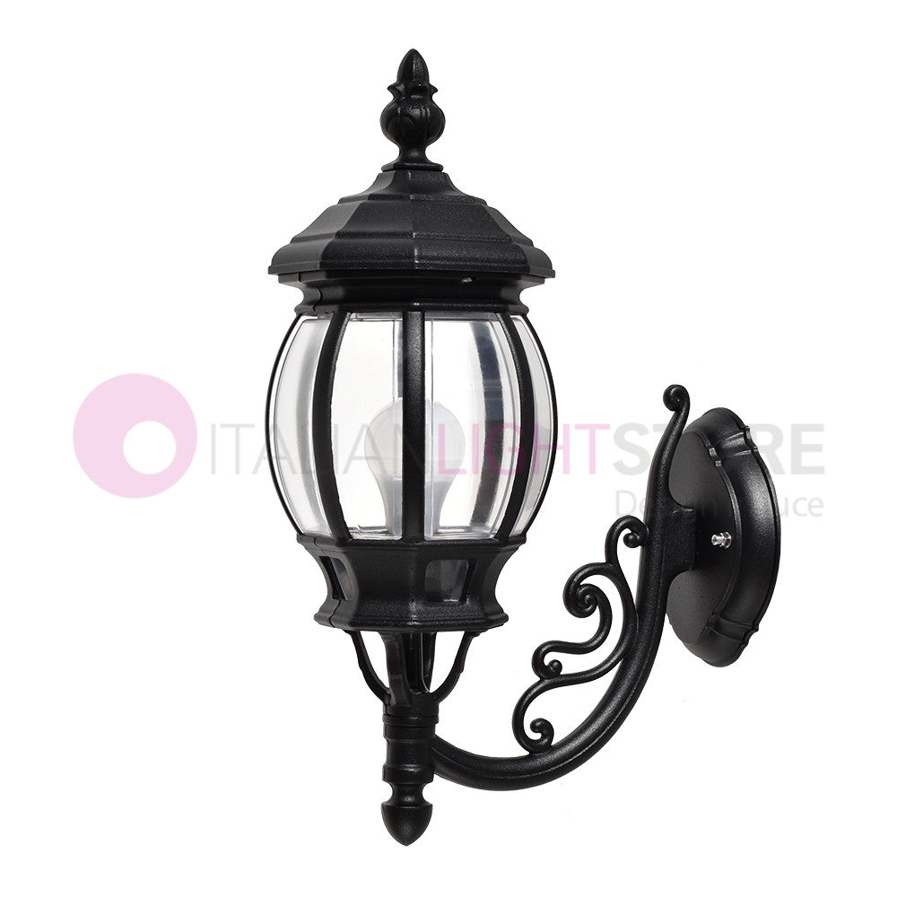 ENEA Lanterna a Parete in Alluminio Lampada per Esterno Classica NERO GARDENLIGHT