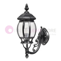 ENEA Lanterna a Parete in Alluminio Lampada per Esterno Classica NERO-ARGENTO GARDENLIGHT