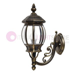 ENEA Lanterna a Parete in Alluminio Lampada per Esterno Classica NERO-ORO GARDENLIGHT