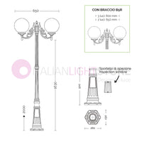 ORIONE ANTRACITE Lampione a 2 luci per Esterno Giardino con sfere globi policarbonato d.25