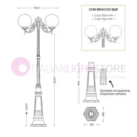 ORIONE ANTRACITE Lampione a 3 luci per Esterno Giardino con sfere globi policarbonato d.25