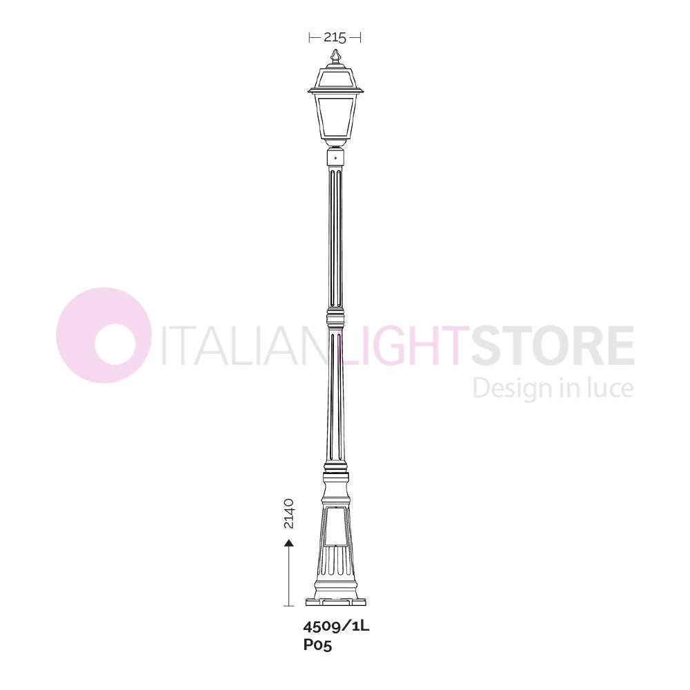 ARTEMIDE ANTRACITE Lampione h. 214 per Esterno Classico Lanterna Quadrata GARDENLIGHT