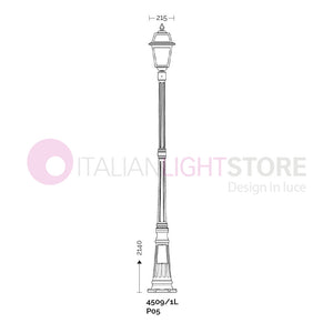 ARTEMIDE ANTRACITE Lampione h. 214 per Esterno Classico Lanterna Quadrata GARDENLIGHT