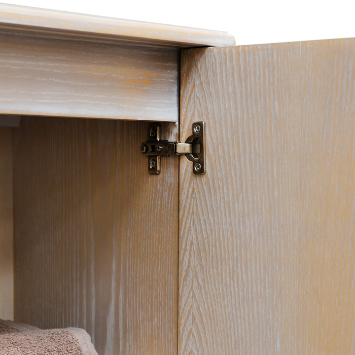 Colonna bagno multiuso in legno di rovere finitura rosa antico