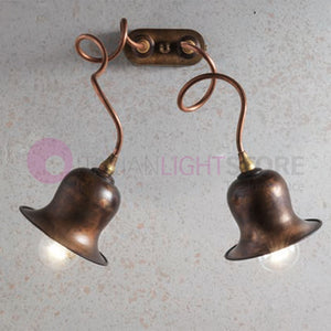 ASSISI Lampada da Parete Applique Rustico 2 Luci Ottone Anticato