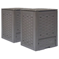 Compostiere 2 pz Marrone 60x60x83cm 600 L in Rattan di Plastica