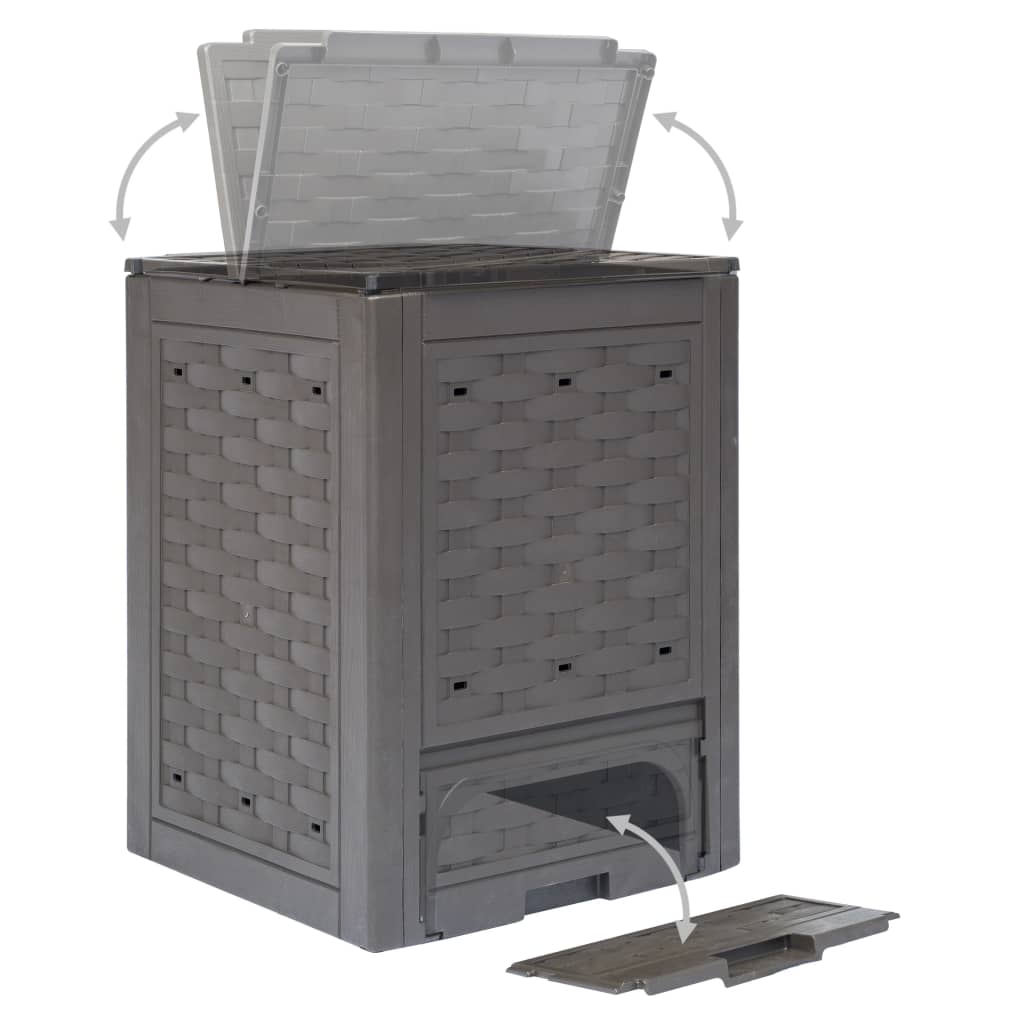 Compostiere 2 pz Marrone 60x60x83cm 600 L in Rattan di Plastica