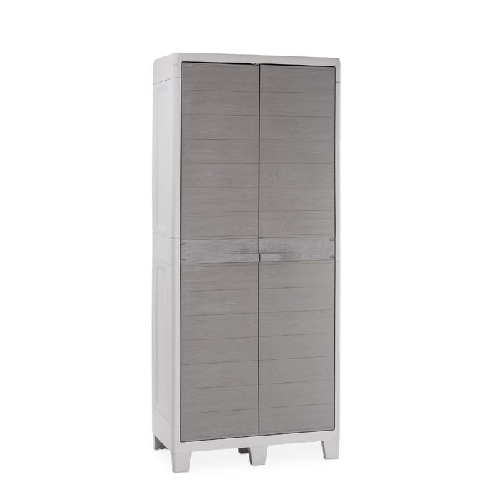 Armadio in resina alto mobile per esterno portascope effetto legno 78x46x182h