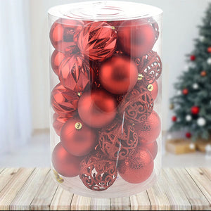 Set 34 Palle di Natale Sfere Palline Natalizie 8 cm Rosso Decorazioni Albero