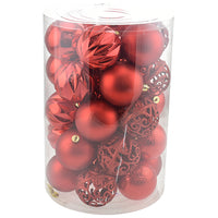 Set 34 Palle di Natale Sfere Palline Natalizie 8 cm Rosso Decorazioni Albero