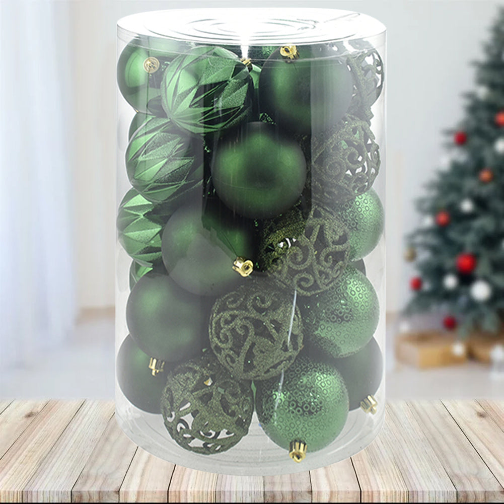 Set 34 Palle di Natale Sfere Palline Natalizie 8 cm Verde Decorazioni Albero