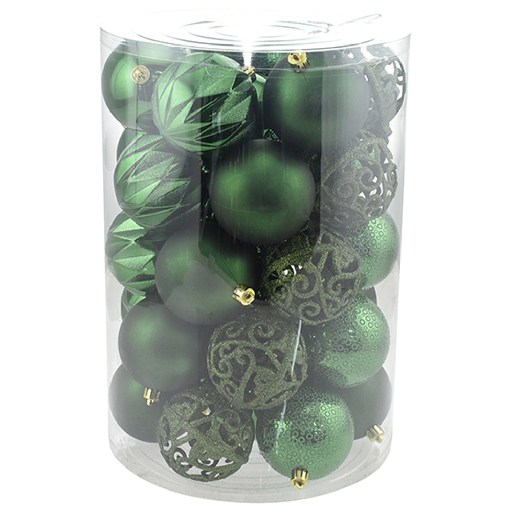 Set 34 Palle di Natale Sfere Palline Natalizie 8 cm Verde Decorazioni Albero