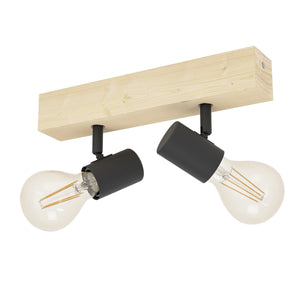 Spot Minimal Townshend 3 Legno Marrone 2 Luci E27 60W