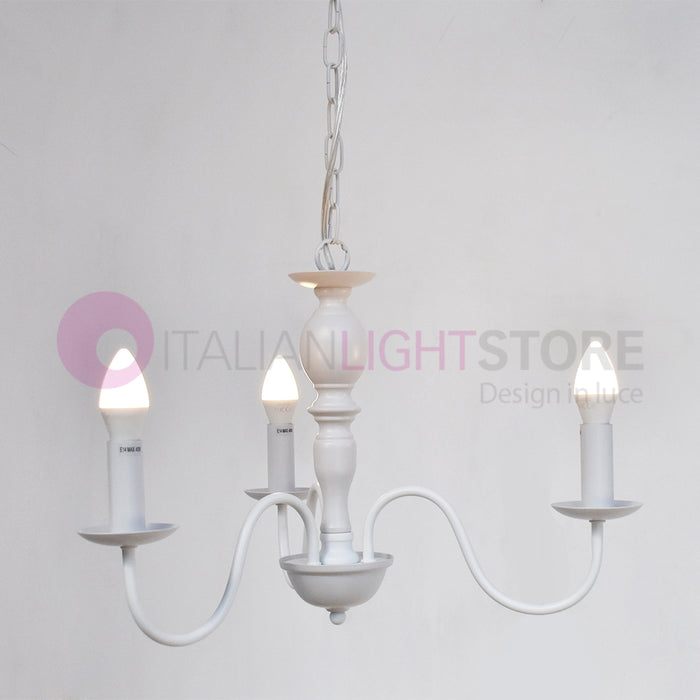 AFRODITE Lampadario Candelabro a 3 Bracci Bianco Stile Provenzale