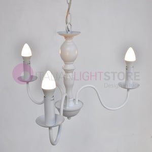 AFRODITE Lampadario Candelabro a 3 Bracci Bianco Stile Provenzale