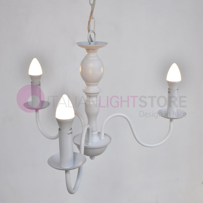 AFRODITE Lampadario Candelabro a 3 Bracci Bianco Stile Provenzale