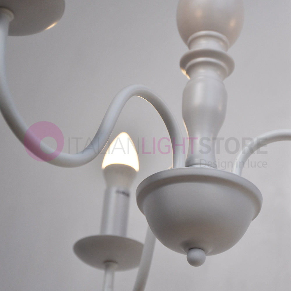 AFRODITE Lampadario Candelabro a 3 Bracci Bianco Stile Provenzale