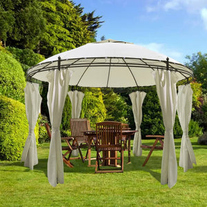 Gazebo Rotondo con Tende 3,5 x 2,7 m