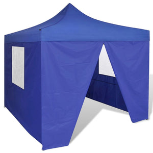 Tenda Pieghevole Blu 3 x 3 m con 4 Pareti