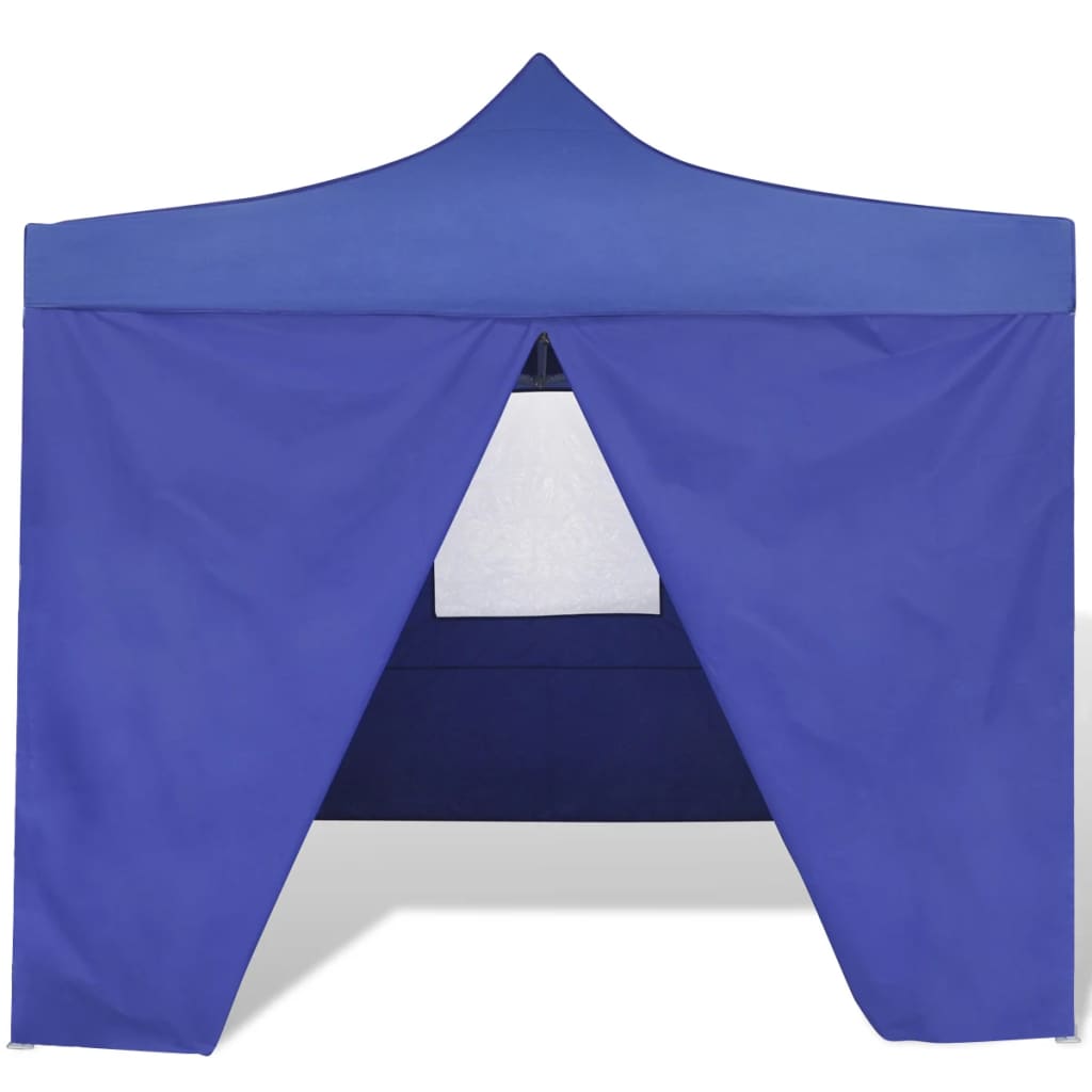 Tenda Pieghevole Blu 3 x 3 m con 4 Pareti