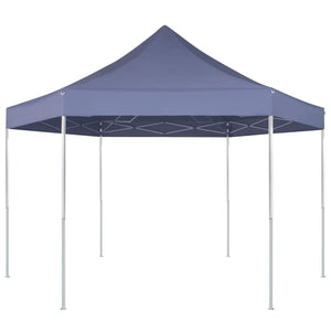 Gazebo Pieghevole Esagonale Pop-Up Blu Scuro 3,6x3,1 m