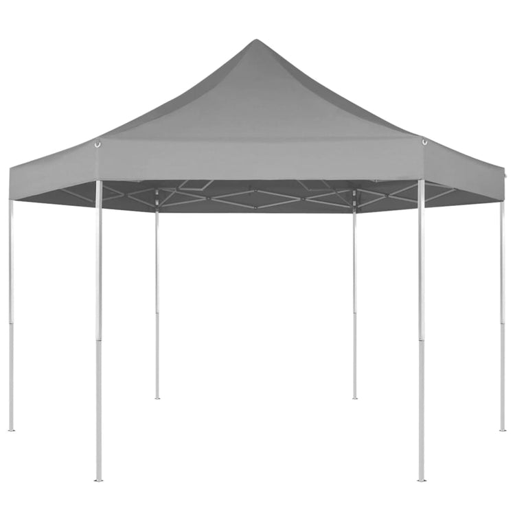 Gazebo Pieghevole Esagonale Pop-Up Grigio 3,6x3,1 m