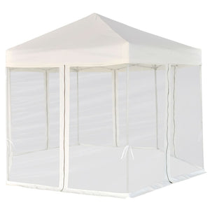 Gazebo Esagonale Pop-Up con 6 Pareti Bianco Crema 3,6x3,1 m