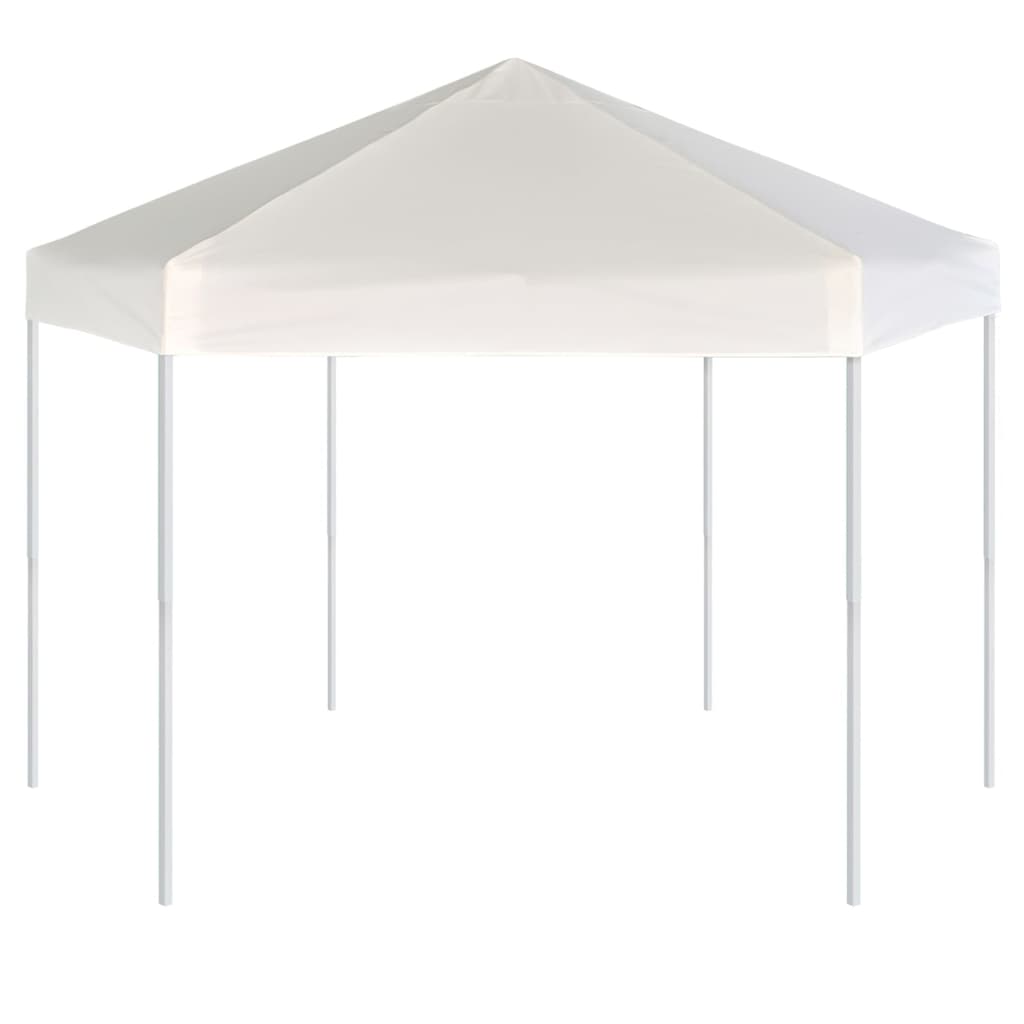 Gazebo Esagonale Pop-Up con 6 Pareti Bianco Crema 3,6x3,1 m