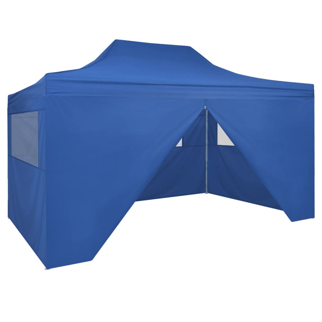 Tenda Pieghevole Pop-Up con 4 Pareti Laterali 3x4,5 m Blu