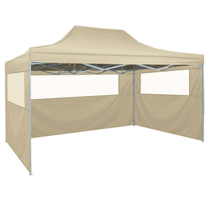 Tenda Pieghevole Pop-Up 4 Pareti Laterali 3x4,5 m Bianco Crema