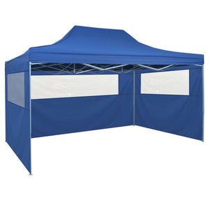 Tenda Pieghevole Pop-Up con 4 Pareti Laterali 3x4,5 m Blu