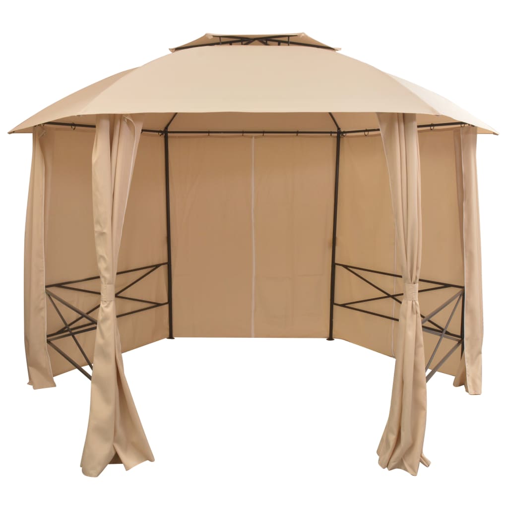 Gazebo Padiglione da Giardino con Tende Esagonale 360x265 cm