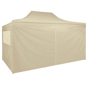 Tenda Pieghevole Pop-Up 4 Pareti Laterali 3x4,5 m Bianco Crema