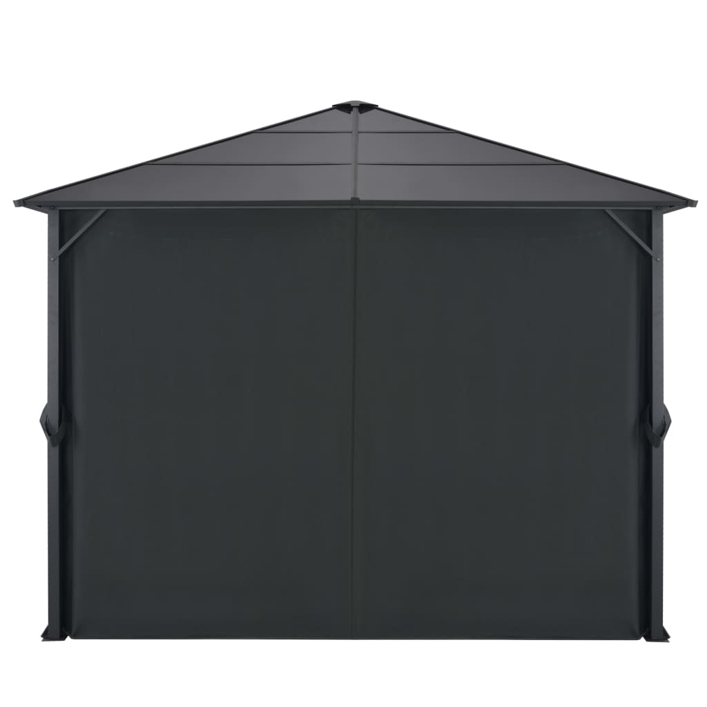 Gazebo con Tende in Alluminio 3x3 m Nero