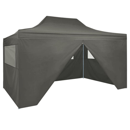 Tenda Pieghevole Pop-Up 4 Pareti Laterali 3x4,5 m Antracite