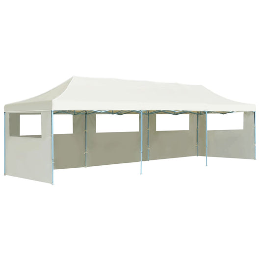 Tenda Pieghevole Pop-Up con 5 Pareti Laterali 3x9 m Crema