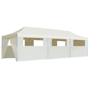 Tenda Pieghevole Pop-Up con 8 Pareti Laterali 3x9 m Crema