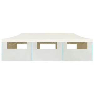 Tenda Pieghevole Pop-Up con 8 Pareti Laterali 3x9 m Crema