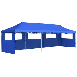 Tenda Pieghevole Pop-Up con 5 Pareti Laterali 3x9 m Blu