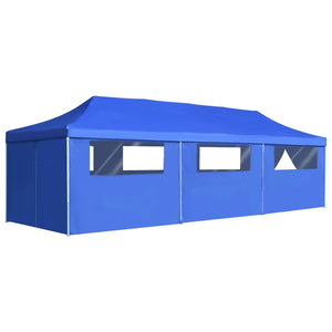 Tenda Pieghevole Pop-Up con 8 Pareti Laterali 3x9 m Blu