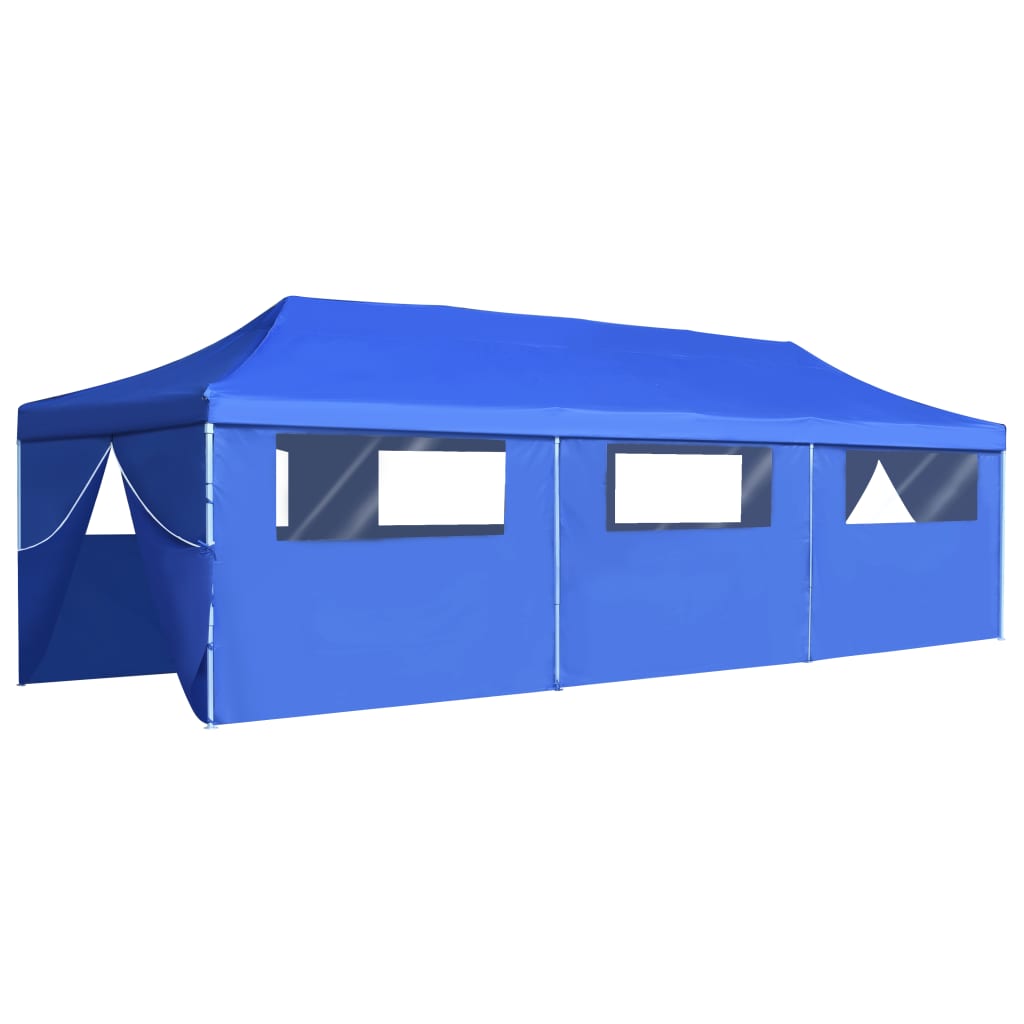 Tenda Pieghevole Pop-Up con 8 Pareti Laterali 3x9 m Blu