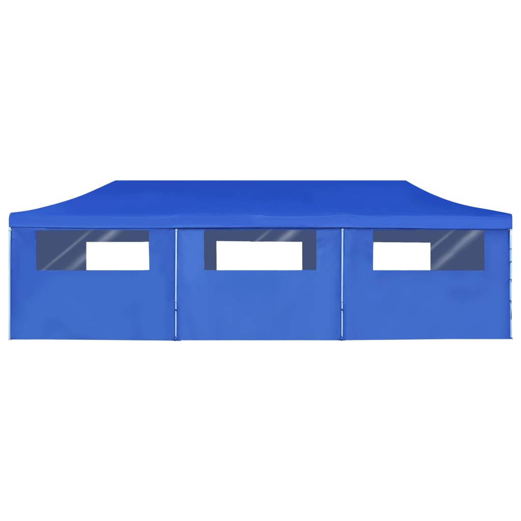 Tenda Pieghevole Pop-Up con 8 Pareti Laterali 3x9 m Blu