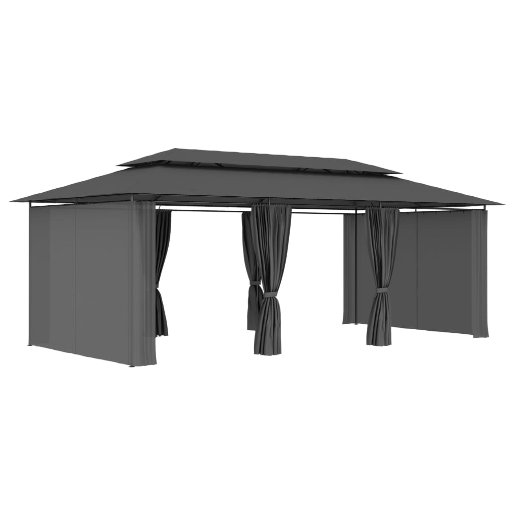 Gazebo con Tende 600x298x270 cm Antracite